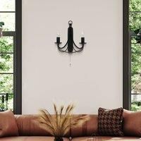 2 Lights Matt Black Finish Wall Fitting Bracket Light with Candle Style Holders