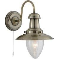 Searchlight Lighting Fisherman Antique Brass Wall Light With Seeded Glass