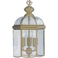 Antique Brass 3 Light Domed Lantern With Bevelled Glass Panels, Adjustable