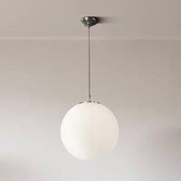 Satin Silver Finish Ceiling Fitting Pendant Light with White Opal Glass Shade