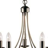 5 Lights Antique Brass Ceiling Fitting Pendant Light with Candle Style Holders