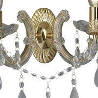 2 Lights Polished Brass Finish Arm Frame Wall Fitting Bracket with Crystal Drops
