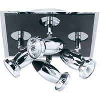 4 Lights Die Cast Aluminium Chrome and Black Finish Spotlight Adjustable Heads