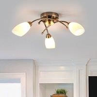 Searchlight 8183-3AB Opera Antique Brass 3 Light Fitting with Opal Glass Shades, H 150mm x W 500mm