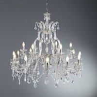 18 Lights Chrome Frame Ceiling Fitting Chandelier Light with Clear Crystal Drops