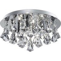 4 Lights Chrome Finish Flush Ceiling Fitting Light with Diamond Shaped Crystals