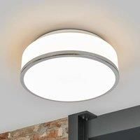 Searchlight 28cm Modern Chrome White Glass Bathroom Flush Fitting Ceiling Light
