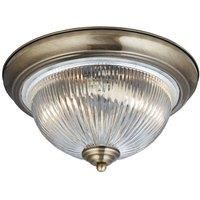 Searchlight 4370 American Diner IP44 Bathroom Flush Ceiling Light Antique Brass