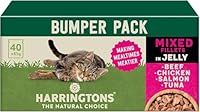 Harringtons Complete Wet Pouch Grain Free Hypoallergenic Adult Cat Food Mixed in Jelly Pack 40x85g - Beef, Chicken, Salmon & Tuna- Making Mealtimes Meatier
