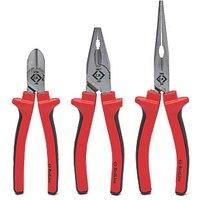 CK RedLine 3 Piece VDE Insulated Heavy Duty Pliers Set Snipe Nose Side Cut T3805