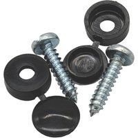 Pearl Automotive Slotted Self Tapping Black Number Plate Screws & Caps 2 Piece Set (750YY)
