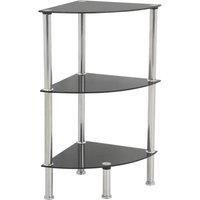 AVF S53 Corner Shelving Unit - 3 Tier Black Safety Glass Shelves with Chrome Legs, Storage Unit, Display Shelving, 5kg Max Shelf Weight
