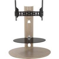Chepstow Affinity Oval Pedestal TV Stand 930 Whitewashed Oak / Black Glass