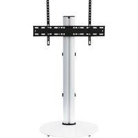 AVF Eno Oval Silver Column and White Glass TV Stand for up to 55 inch