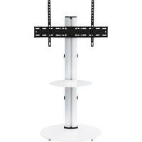 Avf Eno Oval 600 Pedestal Tv Stand  Silver/White  Fits Up To 55 Inch Tv