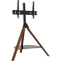 AVF Hoxton TV Stand, Tripod TV Stand, Dark Wood Legs Black Glass Shelf, TVs 32" to 70"