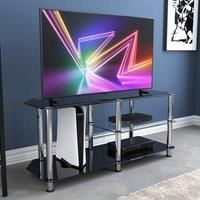 AVF SDC1140-5 Up to 55 Inch Glass TV Stand - Black & Chrome