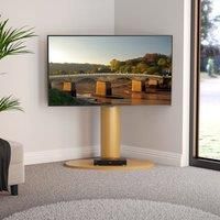 AVF Column TV Stand Oak - Chepstow One Real Wood Veneer Tall Pedestal TV Unit with Universal VESA, Height Adjustable & Swivel, For Up to 65" & 45Kg