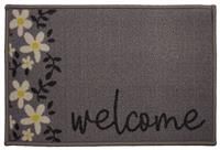 Mighty Mats Floral Grey Short Pile Doormat - 60x40cm