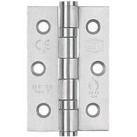 Smith & Locke Satin Stainless Steel Grade 7 Fire Rated Ball Bearing Hinges 76x51mm 2 Pack (9988J)