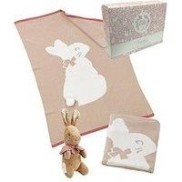 Peter Rabbit Flopsy Soft Toy And Knitted Blanket