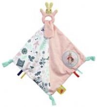 Rainbow Designs Flopsy Bunny Baby Comforter Blanket – Soft Toy Unisex Baby Gift Featuring Detachable Silicone Teether, Engaging Textures & Colours