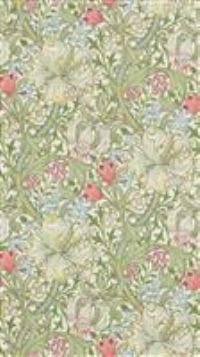 Morris & Co. Golden Lilies on Green Floral Wallpaper