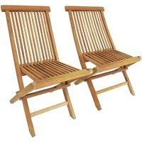 Charles Bentley Pair of Solid Wooden Teak Outdoor Folding Garden Patio Chairs