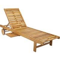 Charles Bentley FSC Acacia Wooden Reclining Sun Lounger With Pull Out Tray