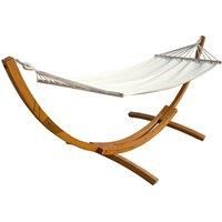 Large Free Standing Cream Canvas Garden Hammock With Wooden Arc Stand