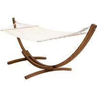 Large Free Standing Cream Canvas Garden Hammock With Wooden Arc Stand