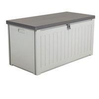 Charles Bentley 190L Outdoor Garden Plastic Storage Box, Beige/Grey