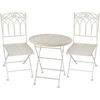 Charles Bentley Wrought Iron Bistro Set - Antique White