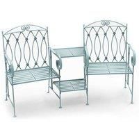 Charles Bentley Wrought Iron Rustic Companion Seat for Two - Sage Green