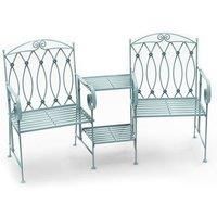 Charles Bentley Wrought Iron Rustic Companion Seat for Two - Sage Green