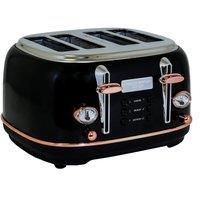 Charles Bentley 4 Slice Stainless Steel Toaster w Tray Black & Rose Gold