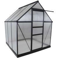 Charles Bentley Aluminium Frame Polycarbonate Greenhouse Grey 6 x 6.1ft