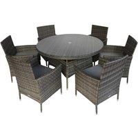 Charles Bentley 6 Seater Rattan Dining Set  Grey