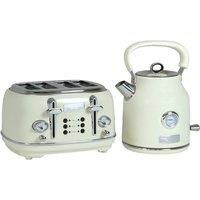 Charles Bentley 1.7L Kettle & 4 Slice Toaster Set Cream & Chrome Fast Boil