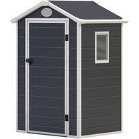 Charles Bentley Plastic Storage Shed 4.4ft x 3.4ft Grey Small Roof Outdoor Tall