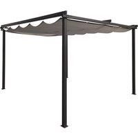 Charles Bentley 3 x 3m Steel Pergola Gazebo Modern for Garden Showerproof - Grey