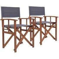 Charles Bentley FSC Wooden Pair of Folding Directors Chairs - Cream, Grey, Teal