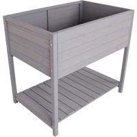 Charles Bentley FSC Wooden Planter - Grey - Raised Box with Shelf Herb Plant Box