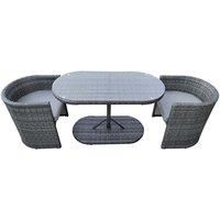 Charles Bentley St Tropez Rattan Bistro Set - Grey Compact Chat Set for Two