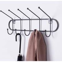 Charnwood Contemporary Ten Hook Dark Grey Mounted Iron Coat Rack Inside/Outside