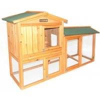 Charles Bentley FSC Two Storey Hutch with Run Natural Wood