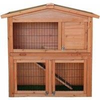 Charles Bentley FSC Two Storey Rabbit Hutch with Play Area  Natural Wood