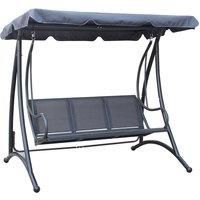 Charles Bentley 3 Seater Outdoor Swing Seat Bench Chair Hammock w/ Canopy -Grey