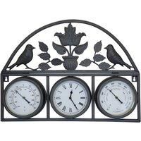 Charles Bentley Shabby Chic Dark Grey Wall Clock With Thermometer & Hygrometer