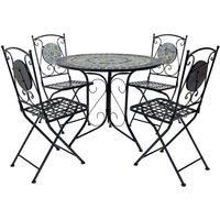 Charles Bentley Garden Blue Mosaic 5 Piece Dining Set With Folding Chairs Patio